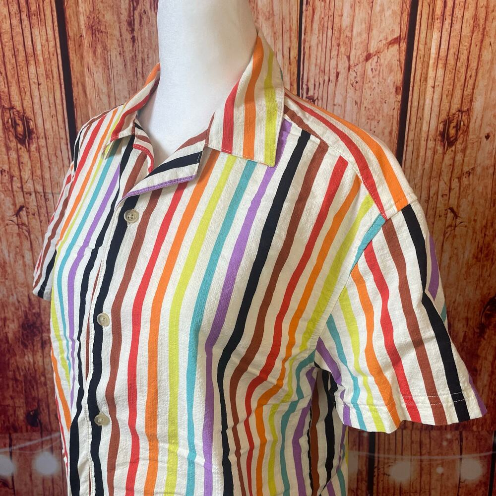Pride by Target rayon blend buttondown size Small unisex rainbow stripe